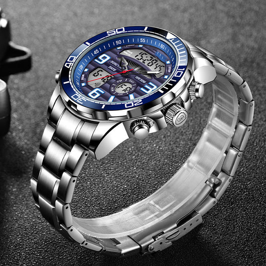 Men's Multifunctional Dual Display Electronic Quartz Watch