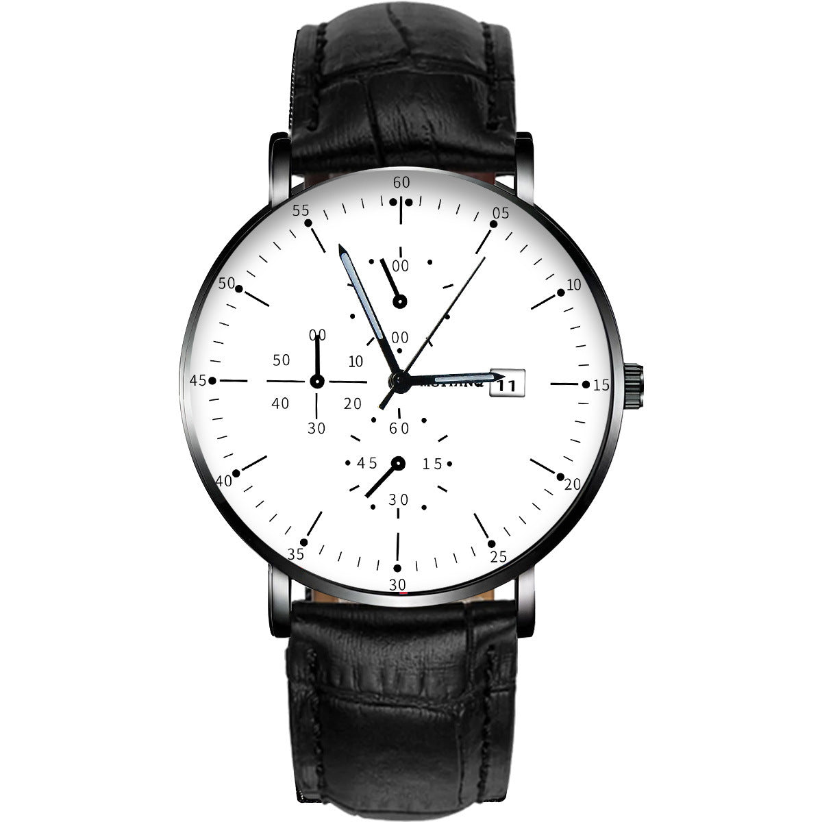 Reloj ultrafino de acero negro sencillo para hombre