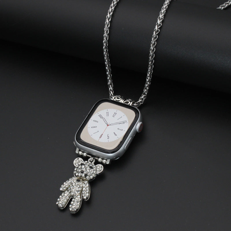 Collar de reloj con correa para colgar con plumas