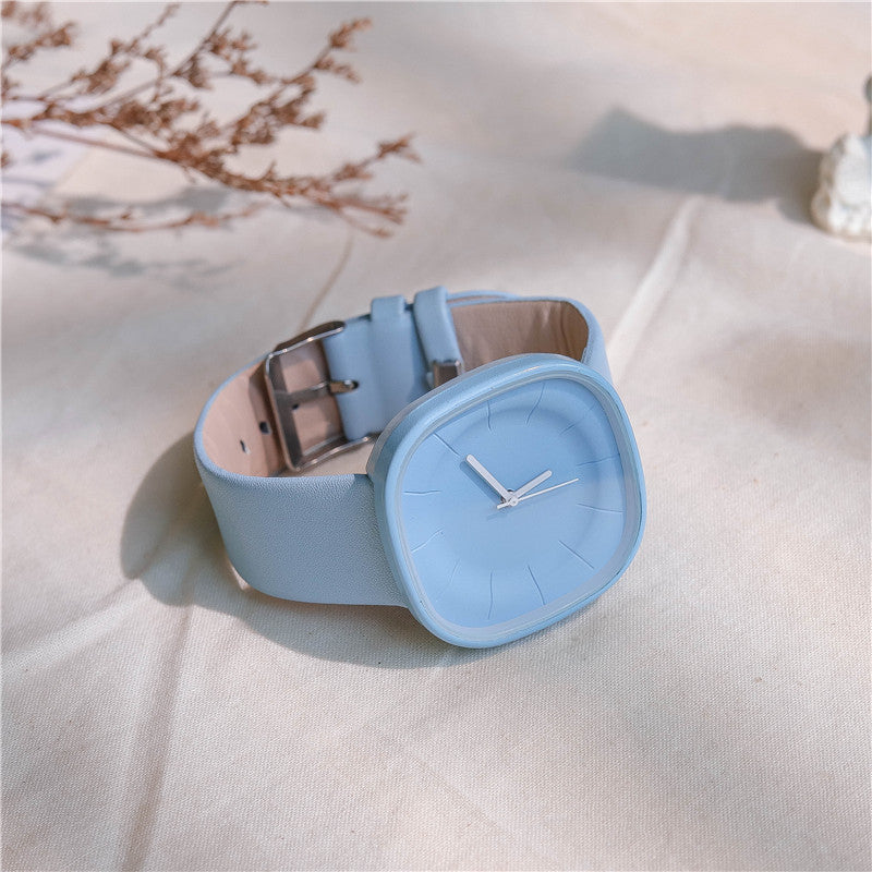 Reloj cuadrado minimalista japonés con diseño de leche y azúcar para mujer