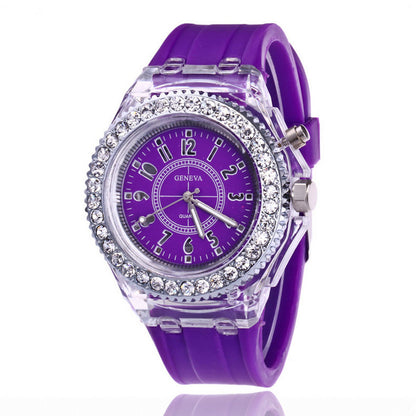 Relojes luminosos LED Geneva para mujer, relojes de cuarzo para mujer, relojes de pulsera de silicona para mujer