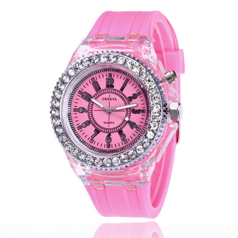 Relojes luminosos LED Geneva para mujer, relojes de cuarzo para mujer, relojes de pulsera de silicona para mujer