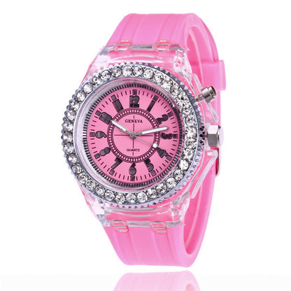 Relojes luminosos LED Geneva para mujer, relojes de cuarzo para mujer, relojes de pulsera de silicona para mujer