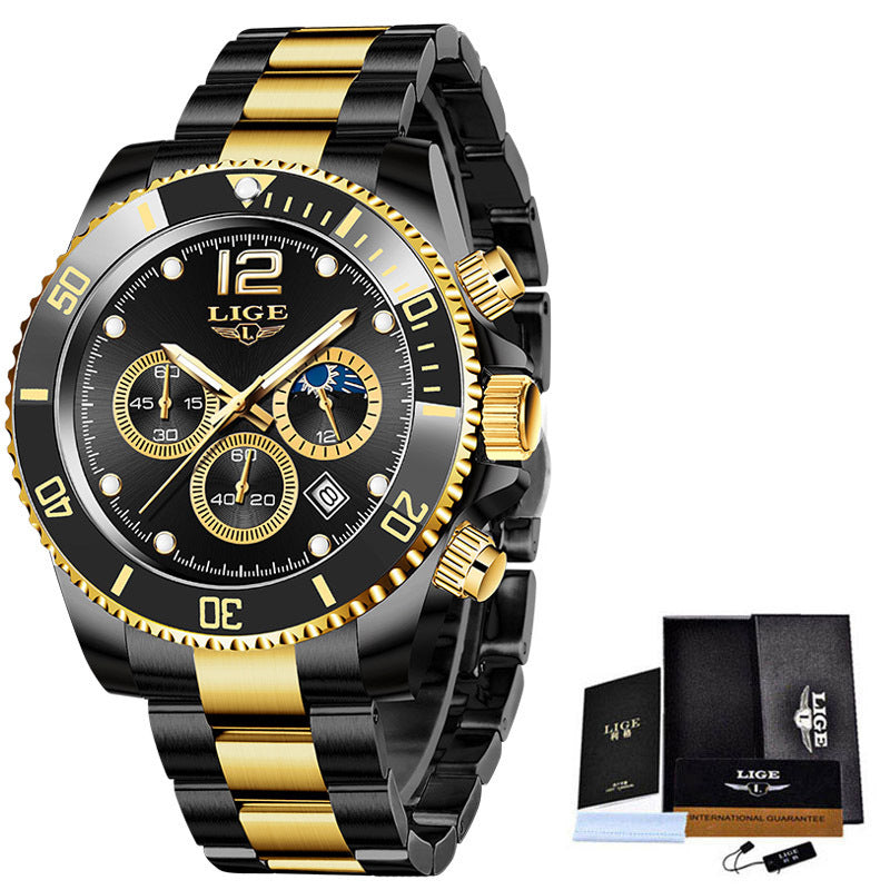 Quartz Watch Men's Sports Waterproof Watch Multi-function Chronograph