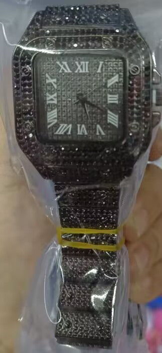 Reloj de señora con degradado romano y diamantes cuadrados y repleto de diamantes