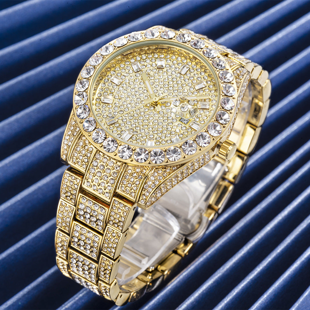 Fashionable Large Dial Full Diamond Watch