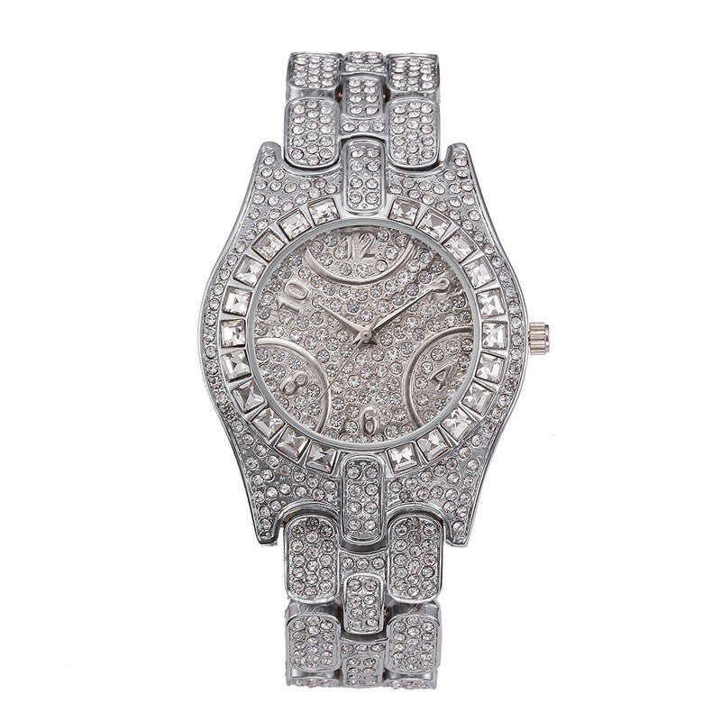 Men's Fashion Diamond Inlaid Waterproof Casual Quartz Watch