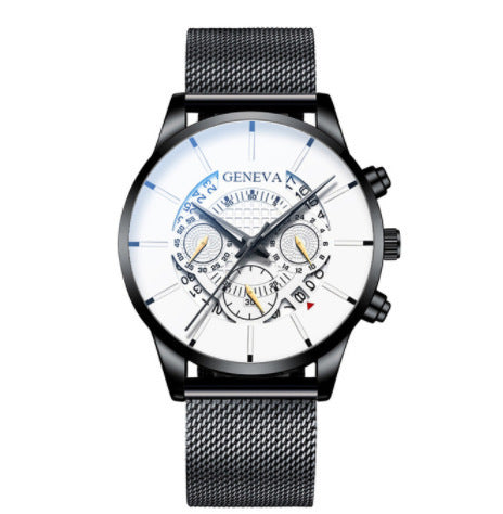 Men's Quartz Watch With Non-Mechanical Alloy Steel Band Calendar