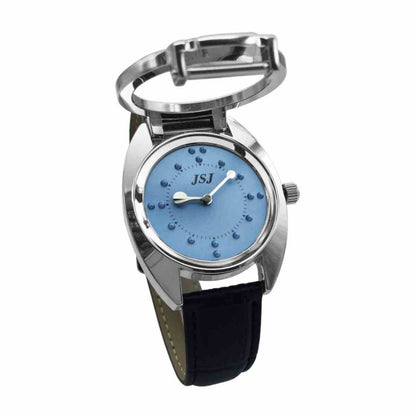 Reloj redondo con tapa abatible y tacto ciego