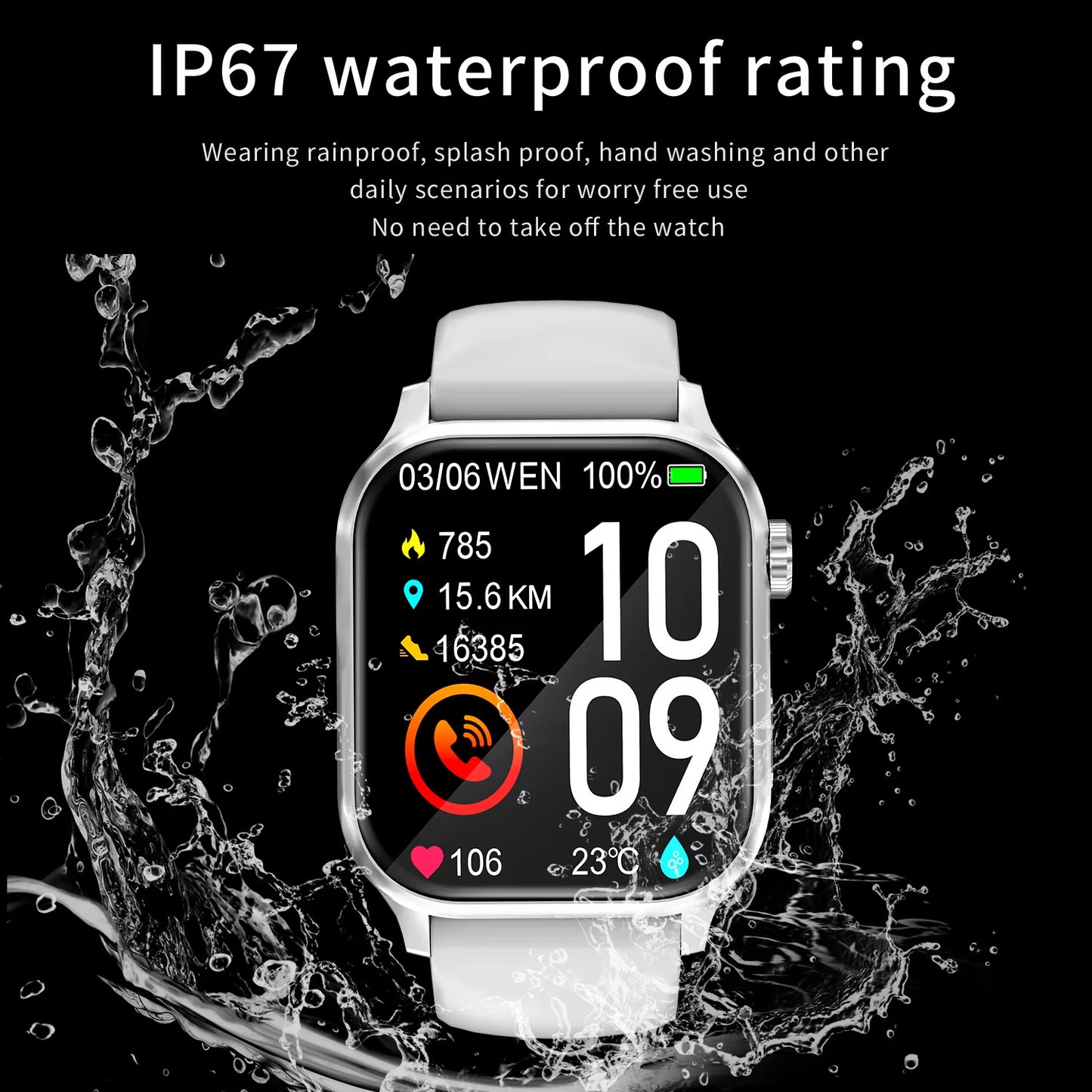 Reloj inteligente G93 para hombre y mujer, nuevo reloj inteligente deportivo con pantalla cuadrada de 1,85 pulgadas, resistente al agua, con llamadas Bluetooth y control del ritmo cardíaco 