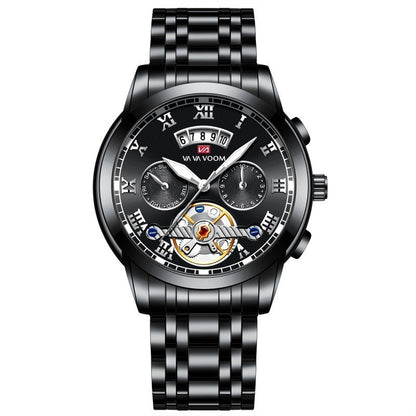 Reloj de cuarzo con tourbillon para hombre en acero inoxidable