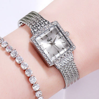 Mesh Belt Retro Square Ladies Diamond Watch