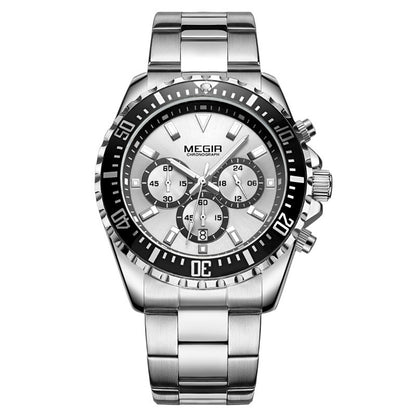 Men's Multifunctional Chronograph Solid Steel Band Watch