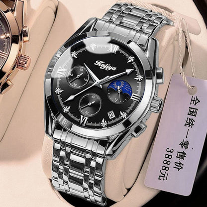 Reloj deportivo de cuarzo con correa de acero y cuero de moda coreana