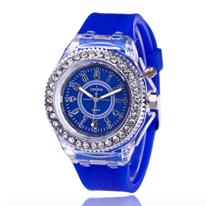 Relojes luminosos LED Geneva para mujer, relojes de cuarzo para mujer, relojes de pulsera de silicona para mujer