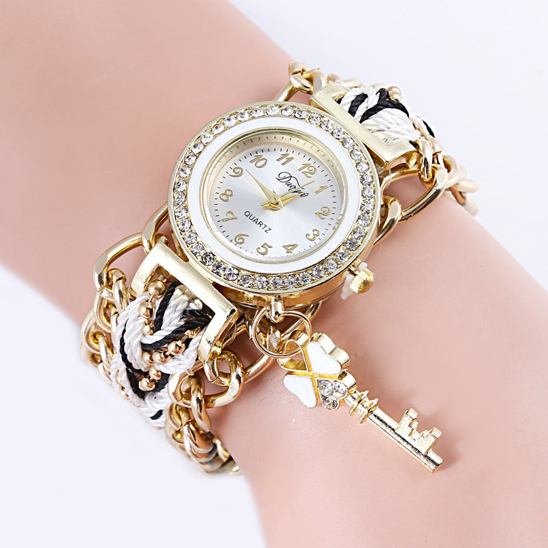 Reloj de pulsera de PU para mujer con cuerda trenzada Reloj para mujer