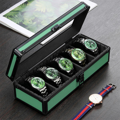 Watch Storage Box Aluminum Alloy Watch 5 Bits Multiple Colors