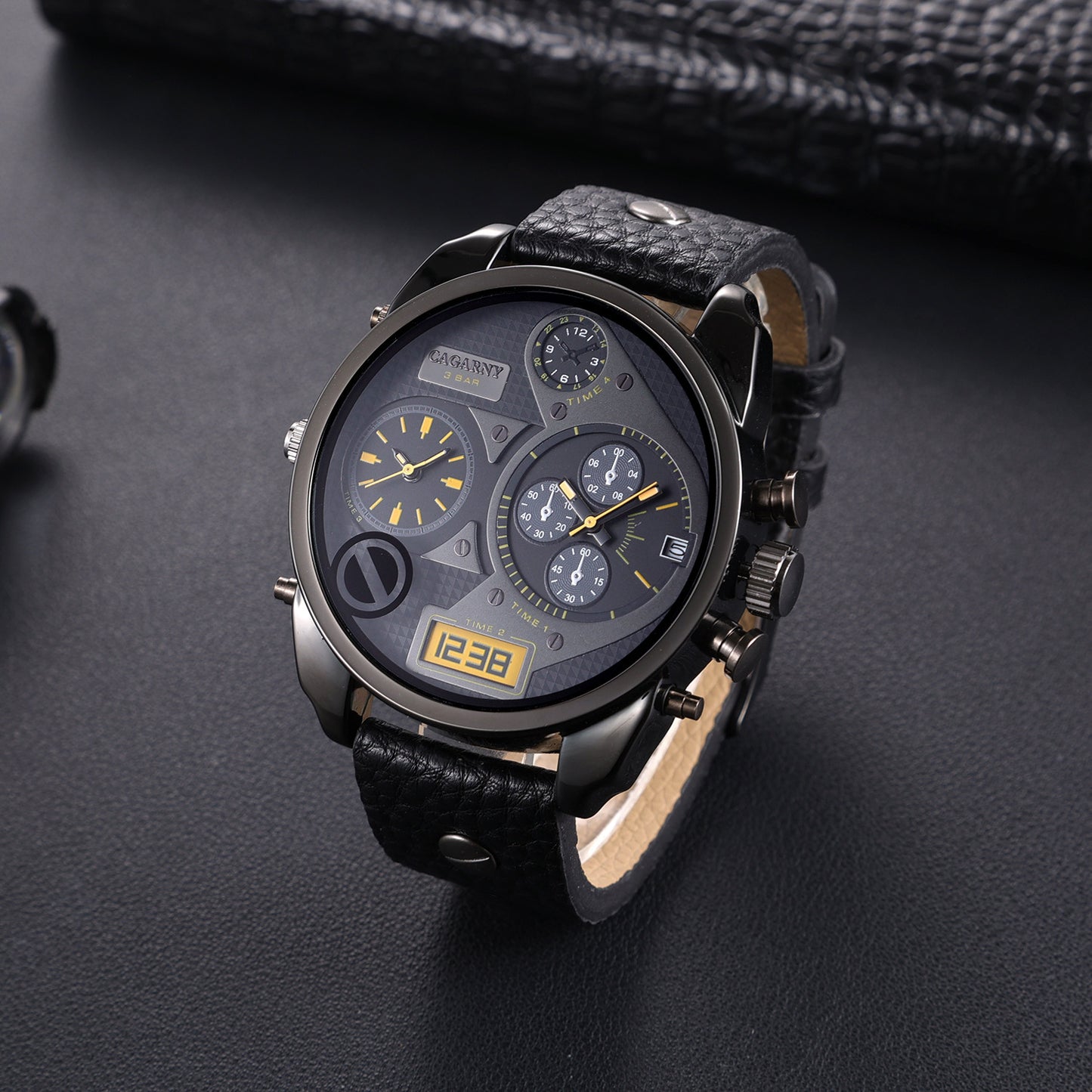 Reloj de cuarzo para hombre con doble inserción, estilo casual y moderno