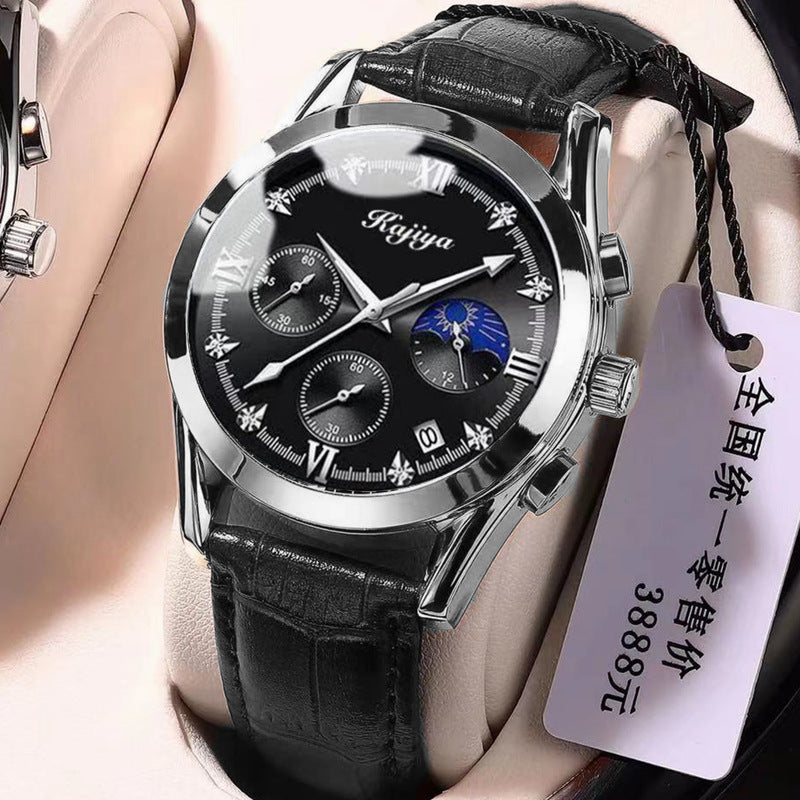 Reloj deportivo de cuarzo con correa de acero y cuero de moda coreana