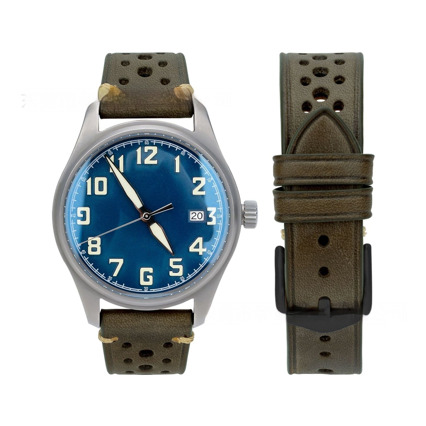 20mm Watch First Layer Cow Leather Watch Strap Retro Comfort