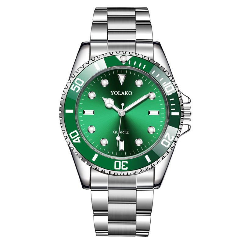 YOLAKO Relojes para hombre Nuevo reloj de negocios de lujo para hombre Calendario Esfera verde Reloj de moda para hombre reloj hombre zegarek meski