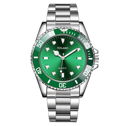 YOLAKO Relojes para hombre Nuevo reloj de negocios de lujo para hombre Calendario Esfera verde Reloj de moda para hombre reloj hombre zegarek meski