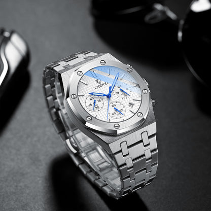 Multifunctional Sports Watch Men's Steel Band Waterproof Quartz Non-Mechanical Watch