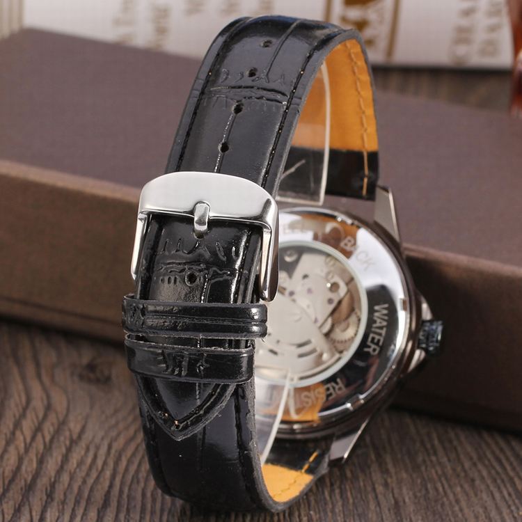 Men's Fashion Skeleton Automatic Belt Mechanical Watch