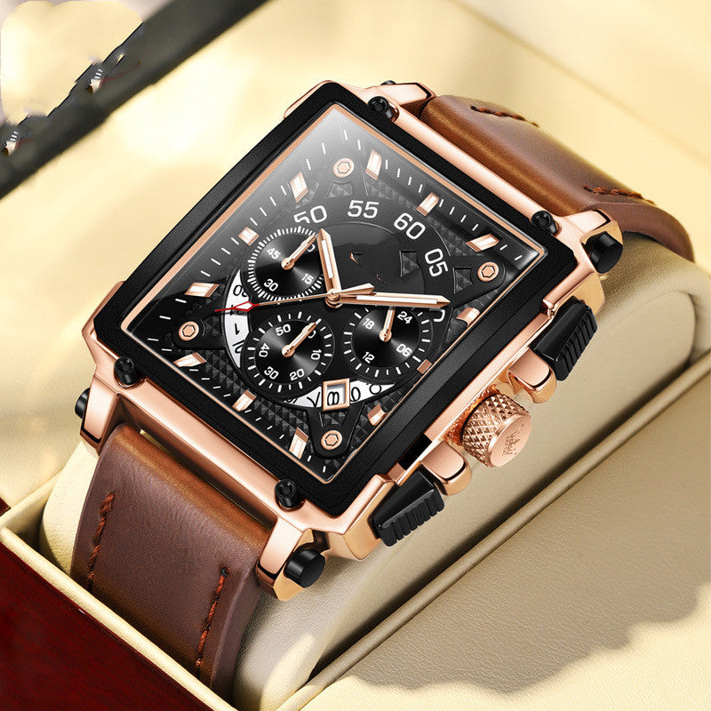 Multifunction Quartz Men's Men's Square Watch