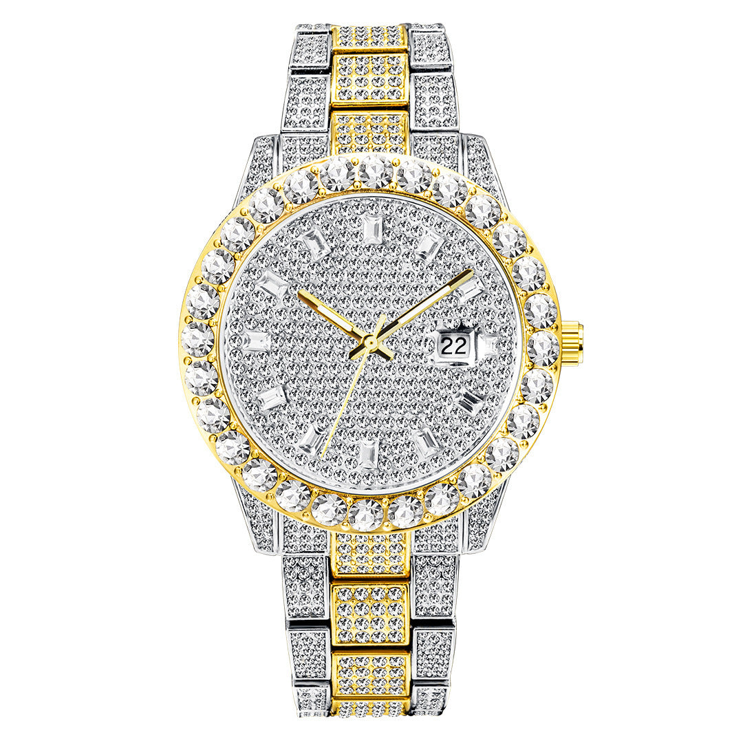 Fashionable Large Dial Full Diamond Watch