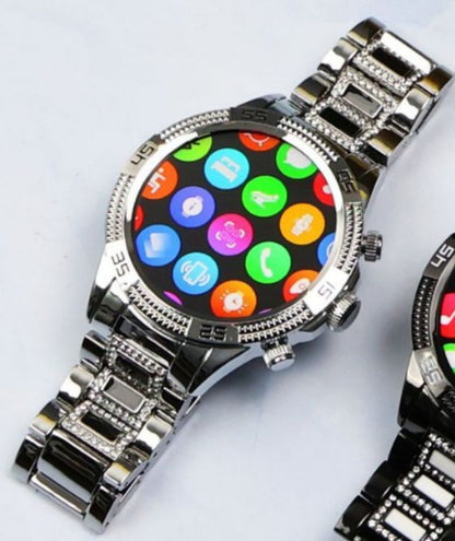 Reloj dorado pequeño con diamantes y llamadas Bluetooth