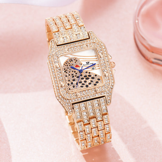 Square Full Star Leopard Diamond Women's Watch Quartz Women's Watch