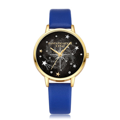 Conjunto combinado de pulsera y reloj para mujer con diseño de cielo estrellado