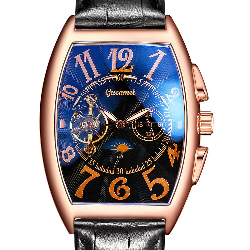 Reloj mecánico esqueleto automático Tourbillon para hombre