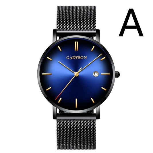 Reloj de acero de color sencillo para hombre, reloj de cuarzo degradado